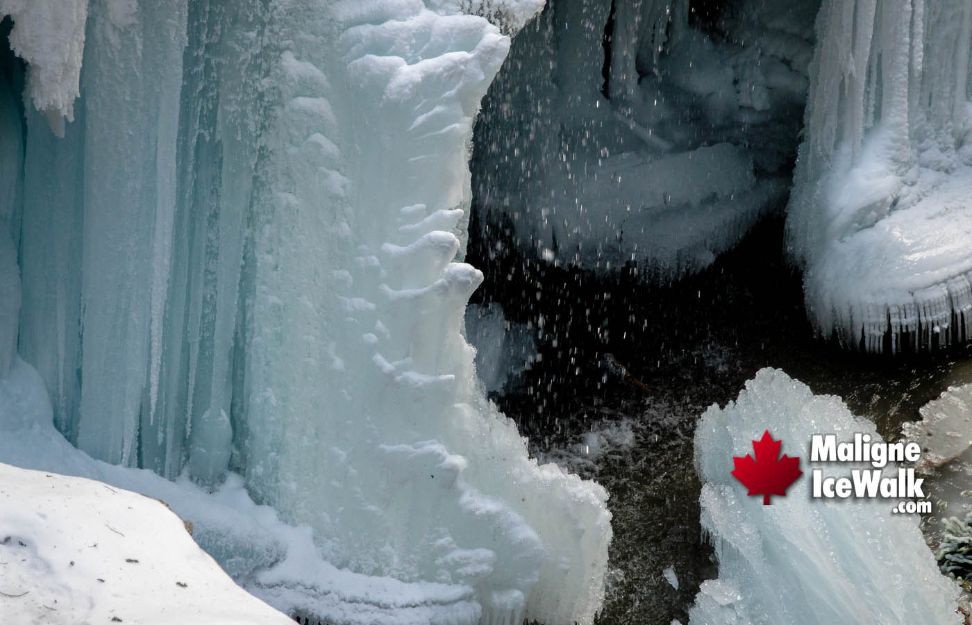 Melting Maligne Canyon Icicles and Falls