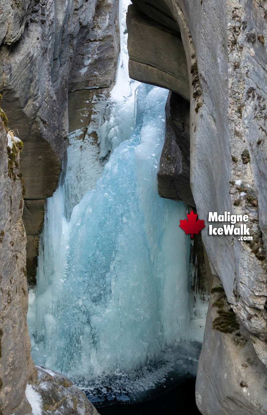 View Higher Frozen Waterfalls Inside Maligne Canyon Ice Walk